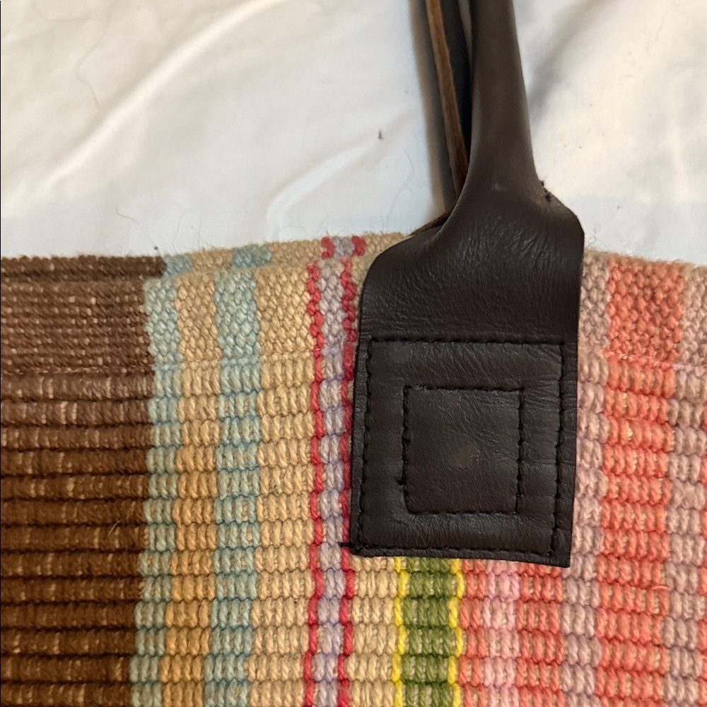 Large Dash & Albert Handwoven Striped Multicolor Tote Bag - Picture 2 of 3